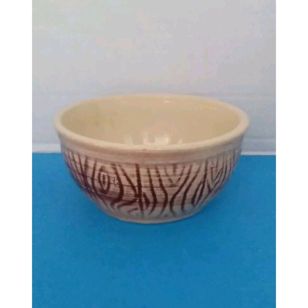 Vintage Ceramic Bowl Brown Abstract Design Kitchen Decor Serving Bowl